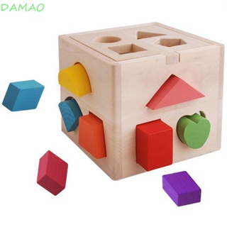 Damao ของเล่นบล็อกไม้ รูปทรงเรขาคณิต 3D หลากสี ของขวัญ