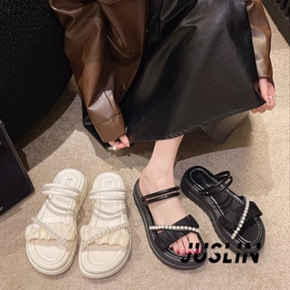 JUSLIN   รองเท้าแตะผู้หญิง ส้นแบน ใส่สบาย สไตล์เกาหลี รองเท้าแฟชั่น 2023 ใหม่  ทันสมัย fashion ทันสมัย ins B98G184 37Z230910