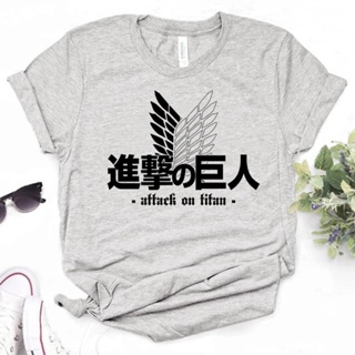 เสื้อยืด พิมพ์ลายกราฟฟิค Attack on Titan สไตล์ญี่ปุ่น สําหรับผู้หญิง