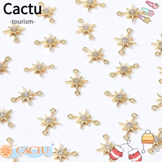 Cactu จี้รูปดาว ประดับเพทาย ทองเหลือง แฮนด์เมด สําหรับทําเครื่องประดับ สร้อยข้อมือ