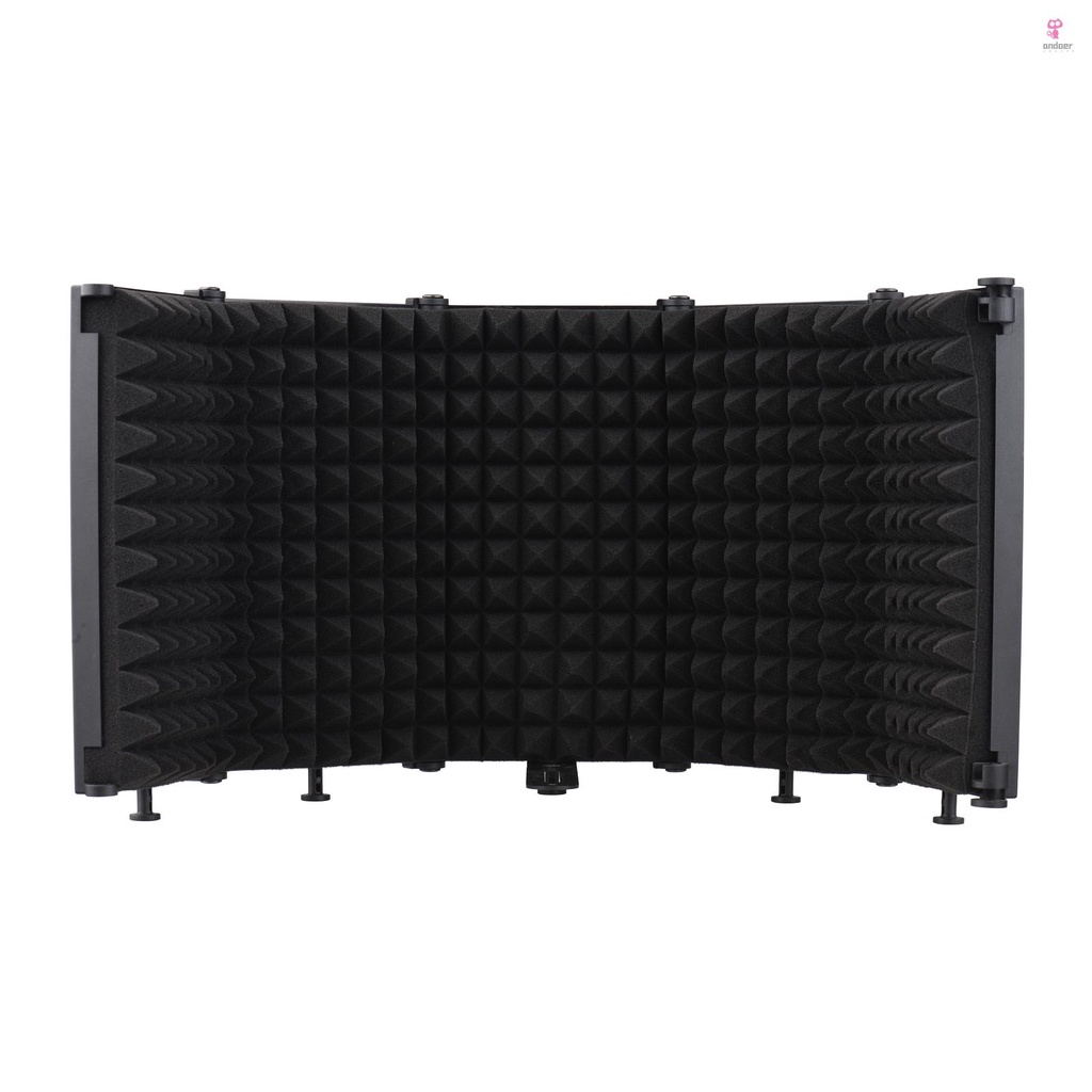 professional-microphone-isolation-screen-5-panel-sound-absorbing-foam-reflector-for-studio-recording