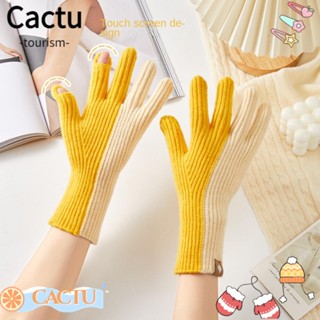 Cactu ถุงมือผ้าถัก กันลม ให้ความอบอุ่น แฟชั่นฤดูหนาว สําหรับเล่นกีฬากลางแจ้ง