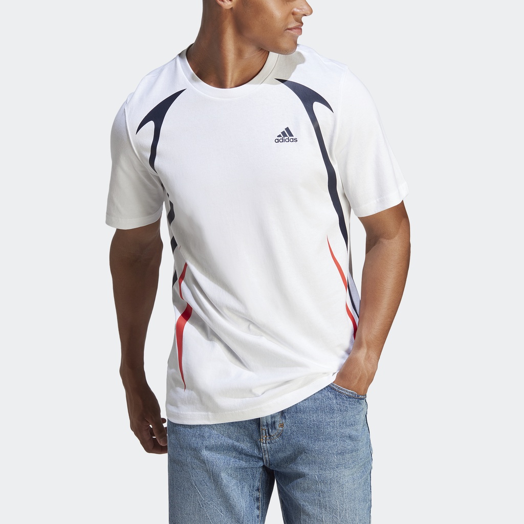 adidas-ไลฟ์สไตล์-เสื้อยืดคัลเลอร์บล็อก-ผู้ชาย-สีขาว-ic3705