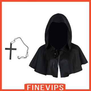 [Finevips] เสื้อคลุมไหล่คอสเพลย์ฮาโลวีน พร้อมสร้อยคอ รูปปีศาจโกธิค สําหรับผู้ใหญ่