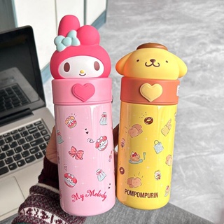 (แถมฟรี) 350ML Kuromi กระบอกน้ำเด็กSanrio Thermos cup My Melody Cinnamoroll Tumbler แก้วน้ำสแตนเลสลายการ์ตูน