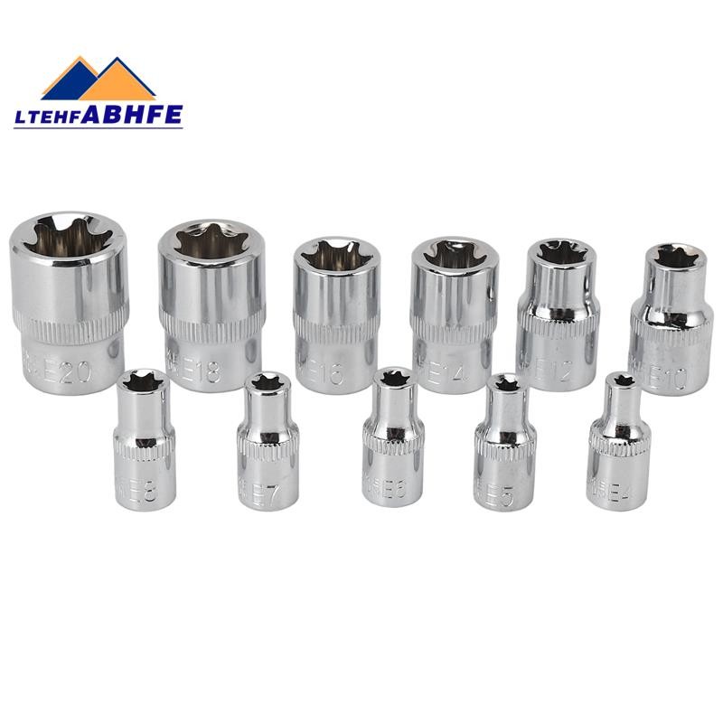 11pc Female E Torx Star Socket Set Rail E4 - E20 External Star Torque ...