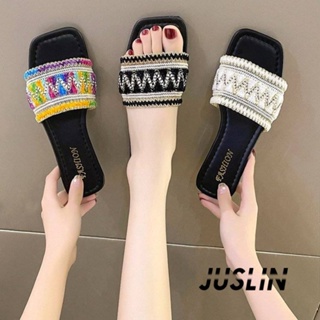 JUSLIN   รองเท้าแตะผู้หญิง ส้นแบน ใส่สบาย สไตล์เกาหลี รองเท้าแฟชั่น 2023 ใหม่  fashion Trendy สวยงาม ins B28G1CF 37Z230910