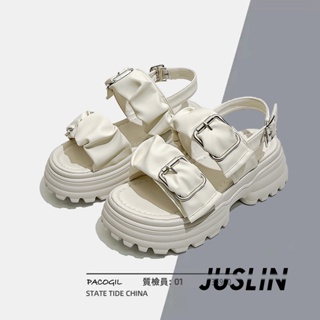 JUSLIN   รองเท้าแตะผู้หญิง ส้นแบน ใส่สบาย สไตล์เกาหลี รองเท้าแฟชั่น 2023 ใหม่  Beautiful Unique รุ่นใหม่ พิเศษ B98G0GT 37Z230910