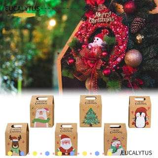 Eutus กล่องกระดาษคราฟท์ ลายคริสต์มาส สําหรับใส่คุกกี้ ช็อคโกแลต DIY 24 ชิ้น