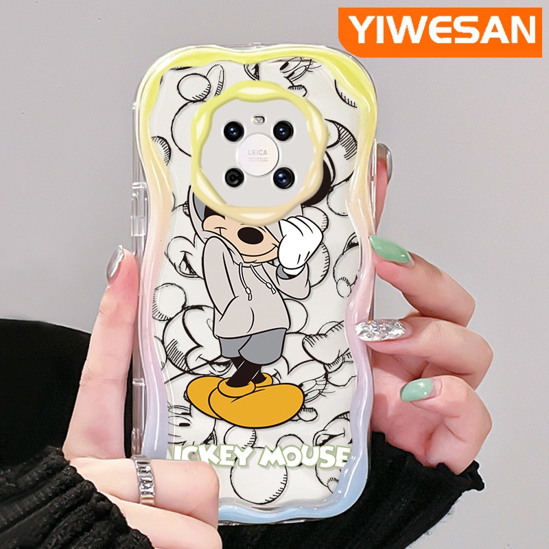 เคสโทรศัพท์มือถือ-ซิลิโคนใส-กันกระแทก-ลายการ์ตูนมิกกี้เมาส์-สีครีม-สําหรับ-huawei-mate-30-pro-mate-40-pro-p30-pro-p40