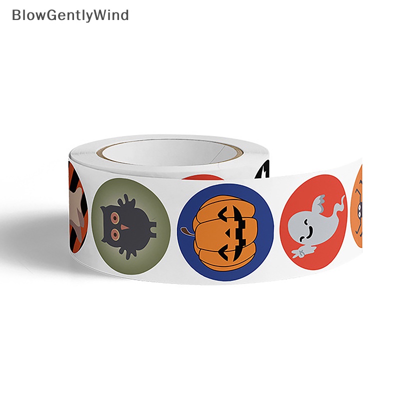blowgentlywind-สติกเกอร์ฉลาก-ลายฟักทองผี-1-นิ้ว-สําหรับตกแต่งบรรจุภัณฑ์-ปาร์ตี้ฮาโลวีน-500-ชิ้น-bgw
