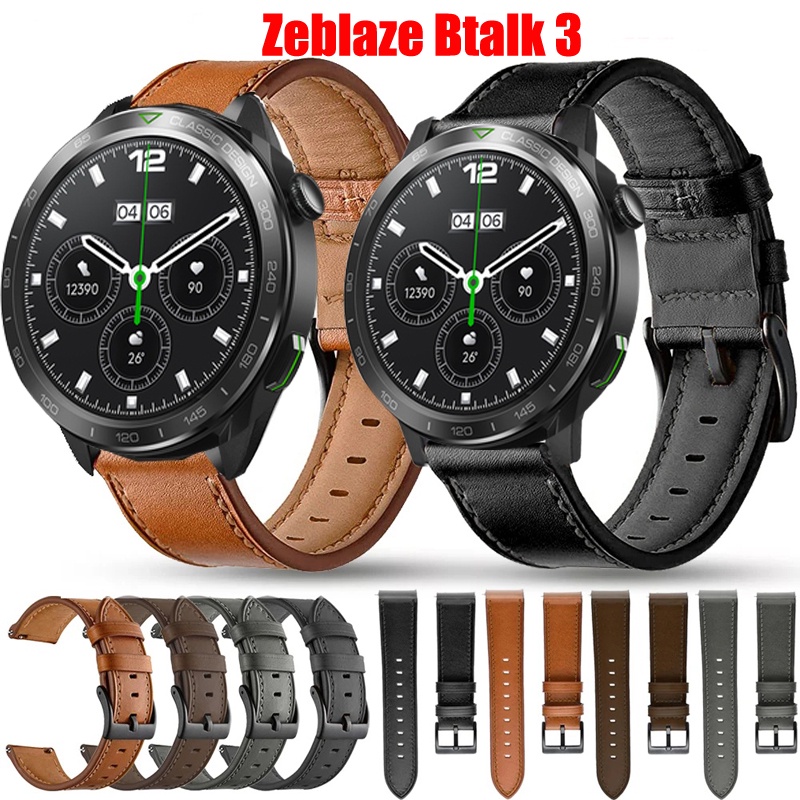 สายนาฬิกาข้อมือหนัง-22-มม-อุปกรณ์เสริม-สําหรับ-zeblaze-btalk-3-zeblaze-btalk-3