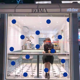 สติกเกอร์ ลายจุด สีฟ้า สําหรับติดตกแต่งผนัง กระจก ประตู หน้าต่าง ร้านเสื้อผ้า ร้านกาแฟ