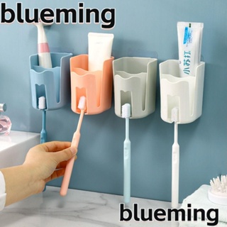 Blueming2 ที่วางแปรงสีฟัน ยาสีฟัน แบบติดผนัง ประหยัดพื้นที่ อุปกรณ์ห้องน้ํา พลาสติก ระบายน้ําได้อย่างรวดเร็ว ไม่ต้องเจาะรู ชั้นเก็บของในครัว