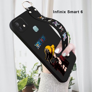 สําหรับ Infinix Smart6 Smart 6 HD Hot 20S 20 5G เคสโทรศัพท์มือถือ ซิลิโคน กันกระแทก ป้องกันกล้อง ลายการ์ตูนลูฟี่ พร้อมสายรัดข้อมือ