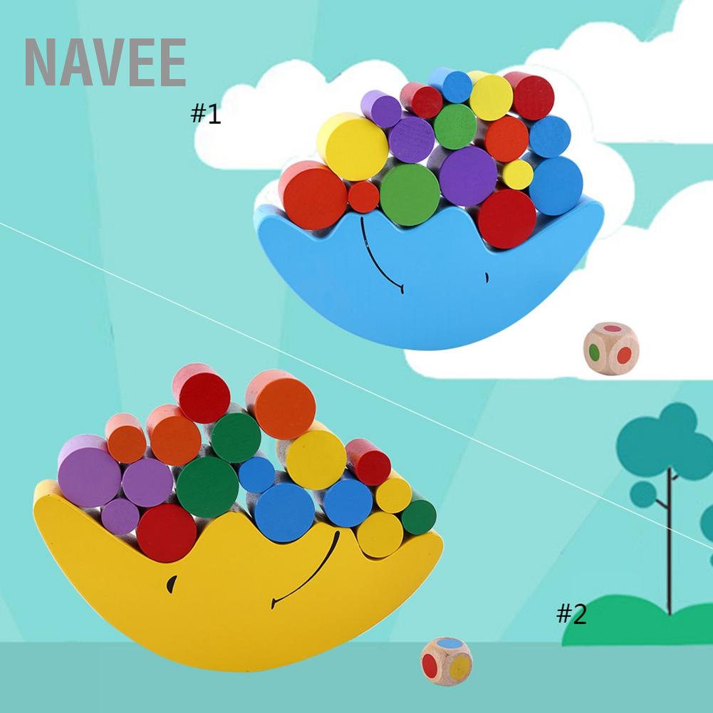 NAVEE 2 สี 1 ชุดไม้ Moon Shaped Balancing Blocks เด็กการเรียนรู้และ ...
