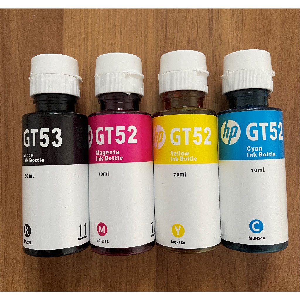 หมึกแท้ HP GT53 สีดำ Black ขนาด 90 Ml. , GT52 สี C, M, Y สีละ 70 Ml ...