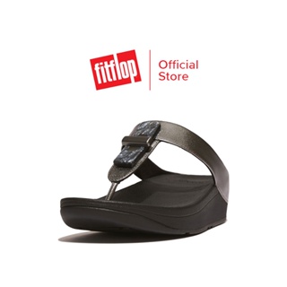 FITFLOP FINO RESIN-LOCK LEATHER รองเท้าแตะแบบหูหนีบผู้หญิง รุ่น GQ1-A68 สี GREY