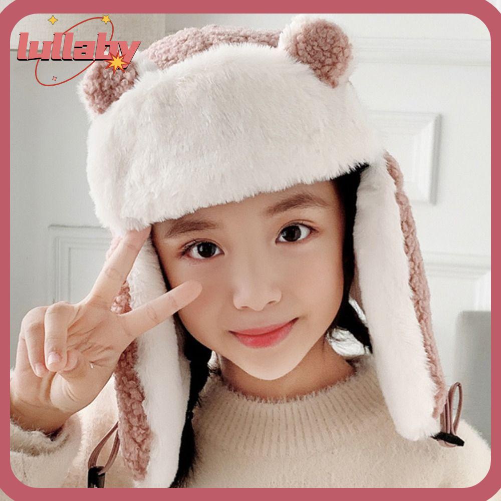 Lullaby Lei Feng หมวกบีนนี่ ป้องกันหู ลายการ์ตูนหมี ให้ความอบอุ่น ฤดู