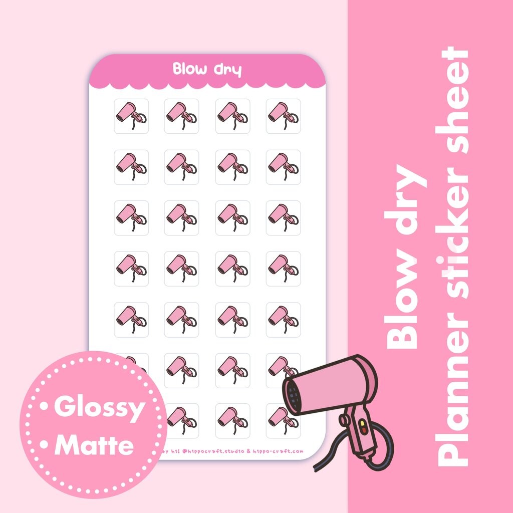 Blow dry | Planner sticker sheet ไอคอน ไดร์เป่าผม แพลนเนอร์สติ๊กเกอร์ ...