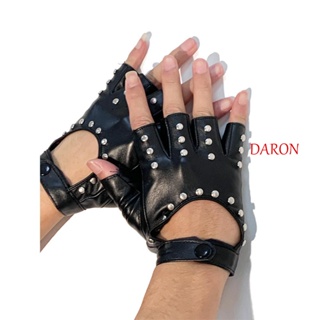 Daron ถุงมือ เปิดนิ้ว ไม่ซ้ําใคร พังก์ เต้นรํา กลางแจ้ง ฮาโลวีน หมุดย้ํา ถุงมือ