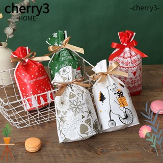 Cherry3 ถุงขนมคุกกี้ ลายสโนว์แมน คริสต์มาส สีโปร่งใส 50 ชิ้น
