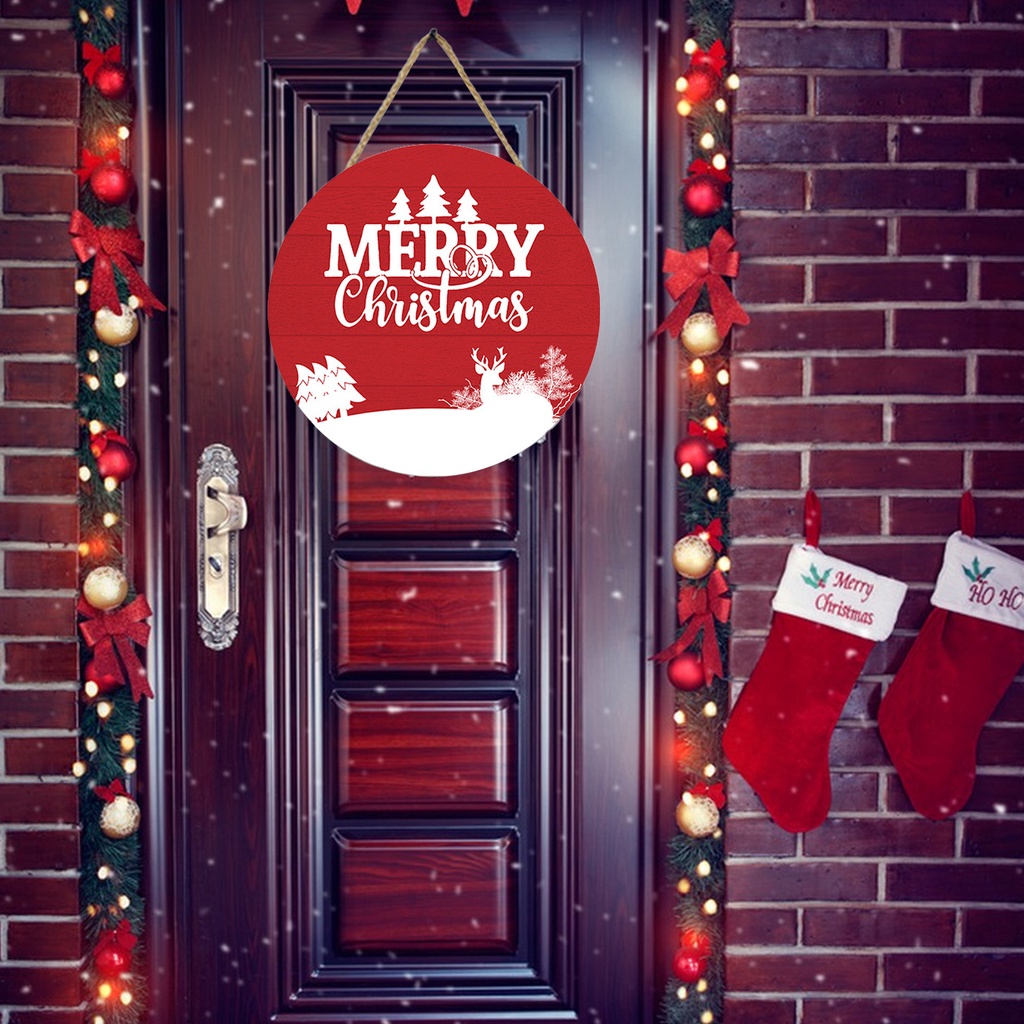 christmas-ป้ายไม้แขวนประตู-ทรงกลม-สีสดใส-สําหรับคริสต์มาส-วันหยุด-ฟาร์มเฮาส์
