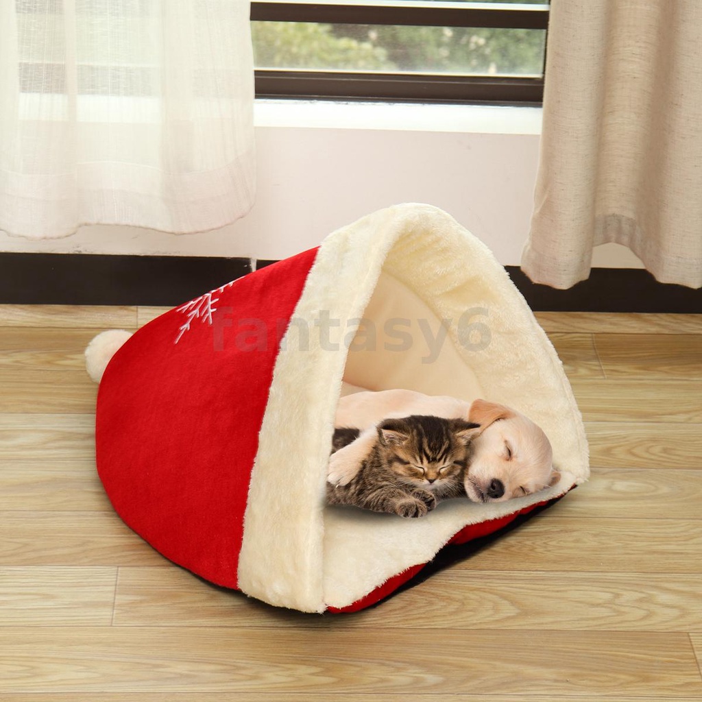 ที่นอนหมวกคริสต์มาส-แบบนิ่ม-ให้ความอบอุ่น-สําหรับสัตว์เลี้ยง-สุนัข-แมว