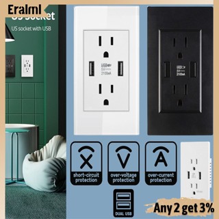 Eralml 15a พอร์ตเต้าเสียบชาร์จ Usb คู่ ความเร็วสูง เทคโนโลยี Ac Receptacle Plate