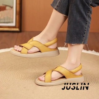 JUSLIN   รองเท้าแตะผู้หญิง ส้นแบน ใส่สบาย สไตล์เกาหลี รองเท้าแฟชั่น 2023 ใหม่  Unique สวย Korean Style High quality B98G0TC 37Z230910