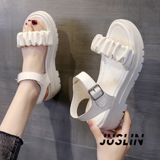 JUSLIN   รองเท้าแตะผู้หญิง ส้นแบน ใส่สบาย สไตล์เกาหลี รองเท้าแฟชั่น 2023 ใหม่  Comfortable Chic ทันสมัย สวย B98G1QG 37Z230910
