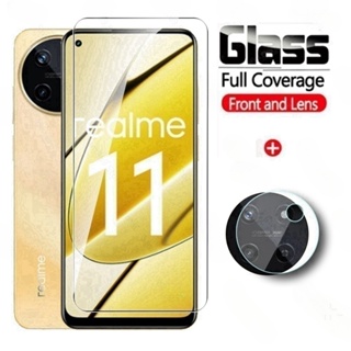 2 in 1 ฟิล์มกระจกนิรภัยกันรอยหน้าจอ แบบใส 9H สําหรับ Realme 11 Pro Plus 11Pro+ 11NFC Realme11Pro Realme11 4G 5G