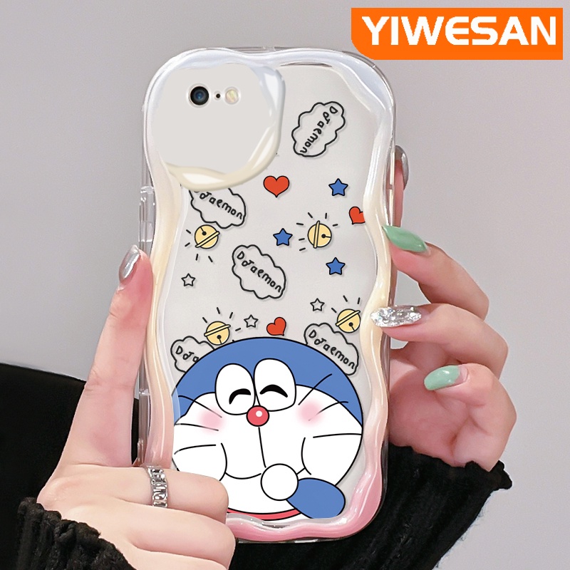 เคสโทรศัพท์มือถือ-ซิลิโคนนุ่ม-ใส-กันกระแทก-ลายการ์ตูนโดราเอมอน-สีครีม-สําหรับ-iphone-6-6-plus-6s-6s-plus-7-plus-8-plus-se-2020