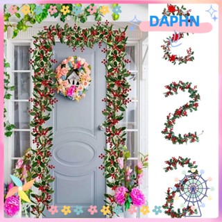 Daphs เถาสนจําลอง เถาวัลย์สนสีแดง สีเขียวเบอร์รี่ สําหรับแขวนตกแต่งประตู คริสต์มาส DIY