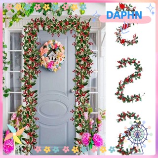 Daphs เถาสนจําลอง เถาวัลย์สนสีแดง สีเขียวเบอร์รี่ สําหรับแขวนตกแต่งประตู คริสต์มาส DIY