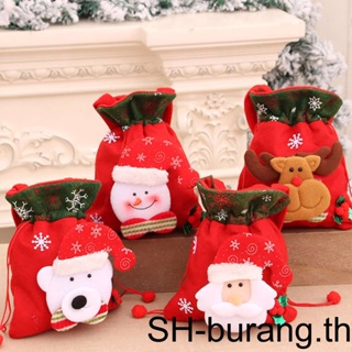 【Buran】ถุงหูรูด พิมพ์ลายซานตาคลอส สโนว์แมน เกล็ดหิมะ สไตล์วินเทจ สําหรับใส่ขนม ขนมขบเคี้ยว ของขวัญคริสต์มาส