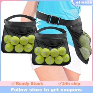 [Etivaxa] กระเป๋าคาดเอว ผ้าตาข่าย สําหรับใส่ลูกเทนนิส เล่นกีฬา กลางแจ้ง