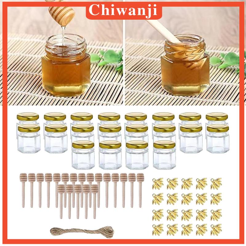 chiwanji-ขวดโหลแก้วใส-ทรงหกเหลี่ยม-ขนาดเล็ก-สําหรับใส่ของเหลว-น้ําผึ้ง-diy-20-ชิ้น