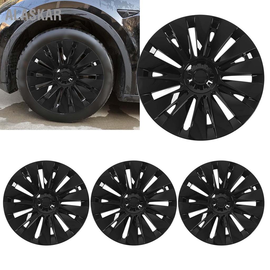 alaskar-4pcs-ฝาครอบล้อ-hubcap-สีดำเงาสูงป้องกัน-ขอบล้อสำหรับ-tesla-รุ่น-y