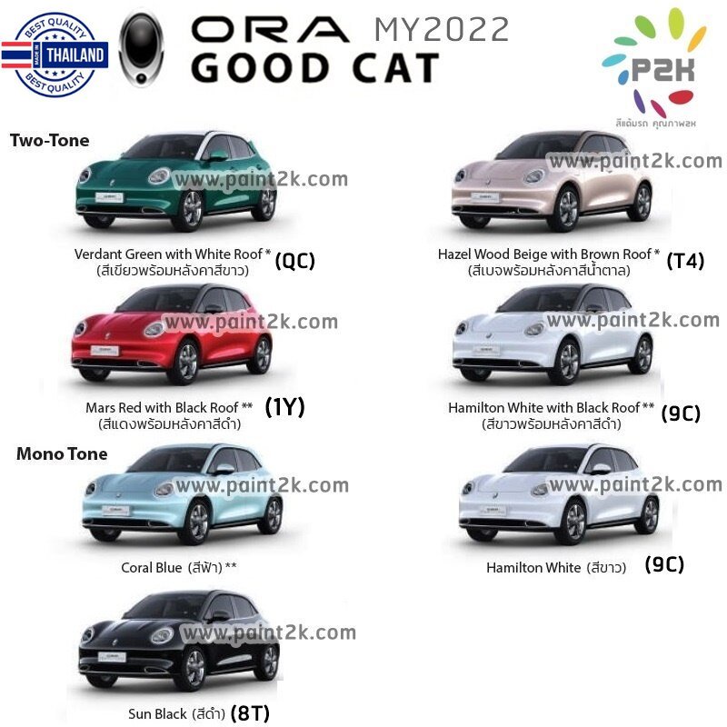 สีแต้มรถ GWM รุ่น ORA GOODCAT HAVAL H6 JOLION สีแต้มรถยนต์ ยี่ห้อ P2K ...