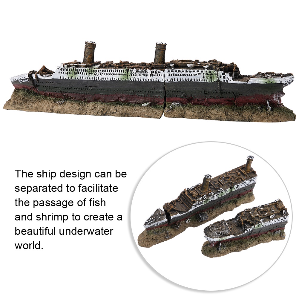 pp-titanic-lost-wrecked-boat-ship-การตกแต่งตู้ปลา-เครื่องประดับ-เครื่องประดับซากเรือ