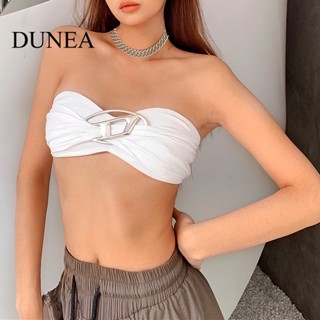 Dunea เสื้อครอปท็อป โลหะ แฟชั่นสําหรับผู้หญิง