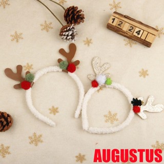 Augustus ที่คาดผม จี้ลูกบอล ผ้ากํามะหยี่ขนนิ่ม ลายกวางเอลก์ ความคิดสร้างสรรค์ เหมาะกับของขวัญคริสต์มาส สําหรับผู้หญิง