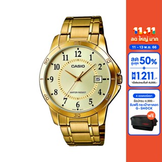 CASIO นาฬิกาข้อมือ CASIO รุ่น MTP-V004G-9BUDF วัสดุสเตนเลสสตีล สีทอง