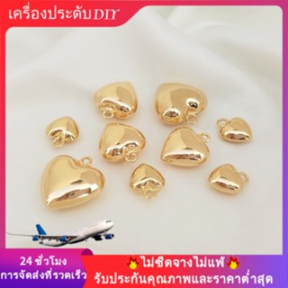 💖เครื่องประดับ DIY💖14K ชุบทองสีทองสดใสรักหัวใจจี้ทำด้วยมือ DIY สร้อยข้อมือกระดูกไหปลาร้าสร้อยคอจี้【จี้ / ลูกปัดห้อย】