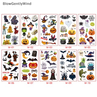 Blowgentlywind สติกเกอร์รอยสัก ลายการ์ตูนฟักทอง แมงมุม รอยแผลเป็น ผีดิบ ฮาโลวีน สําหรับเด็ก 10 ชิ้น BGW