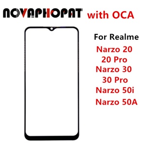 อะไหล่หน้าจอสัมผัส LCD ด้านหน้า และแผงเลนส์กระจก แบบเปลี่ยน สําหรับ Realme Narzo 20 30 Pro 50i 50A