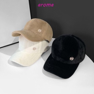 Aroma หมวกแก๊ป ผ้ากํามะหยี่ขนนิ่ม ทรงโค้ง กันลม หรูหรา เข้ากับทุกการแต่งกาย แฟชั่นฤดูใบไม้ร่วง และฤดูหนาว สําหรับเด็กผู้หญิง