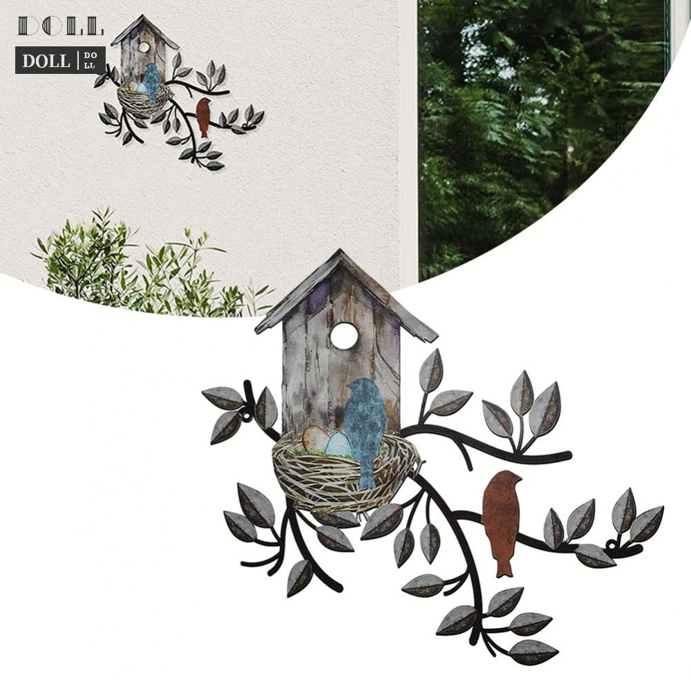 new-metal-art-wall-art-wall-brown-wall-decor-with-birdhouse-birds-metal-tree