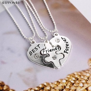 𝒂𝒍𝒆𝒑🌷ชุดโซ่แกะสลัก รูปหัวใจ และตัวอักษร Best Friends Forever สําหรับออกเดท 3 ชิ้น